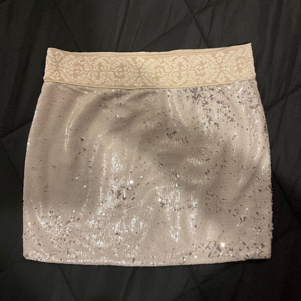 BANJUL Ivory Sequined Mini Skirt